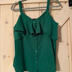 Moa Moa Emerald Ruffled Sleeveless Blouse Size Large